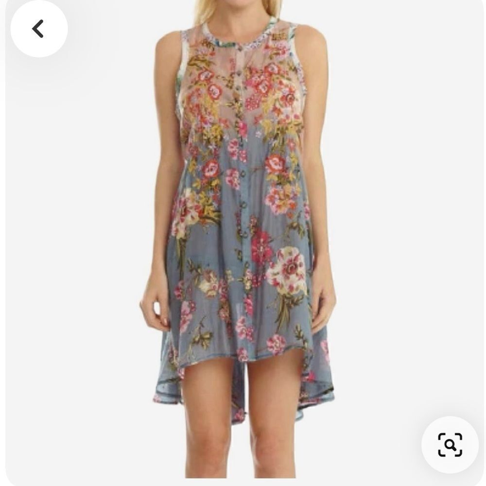 Aratta Silent Journey Embroidered Floral Tunic Mini Dress Or Duster Nwt Sz M